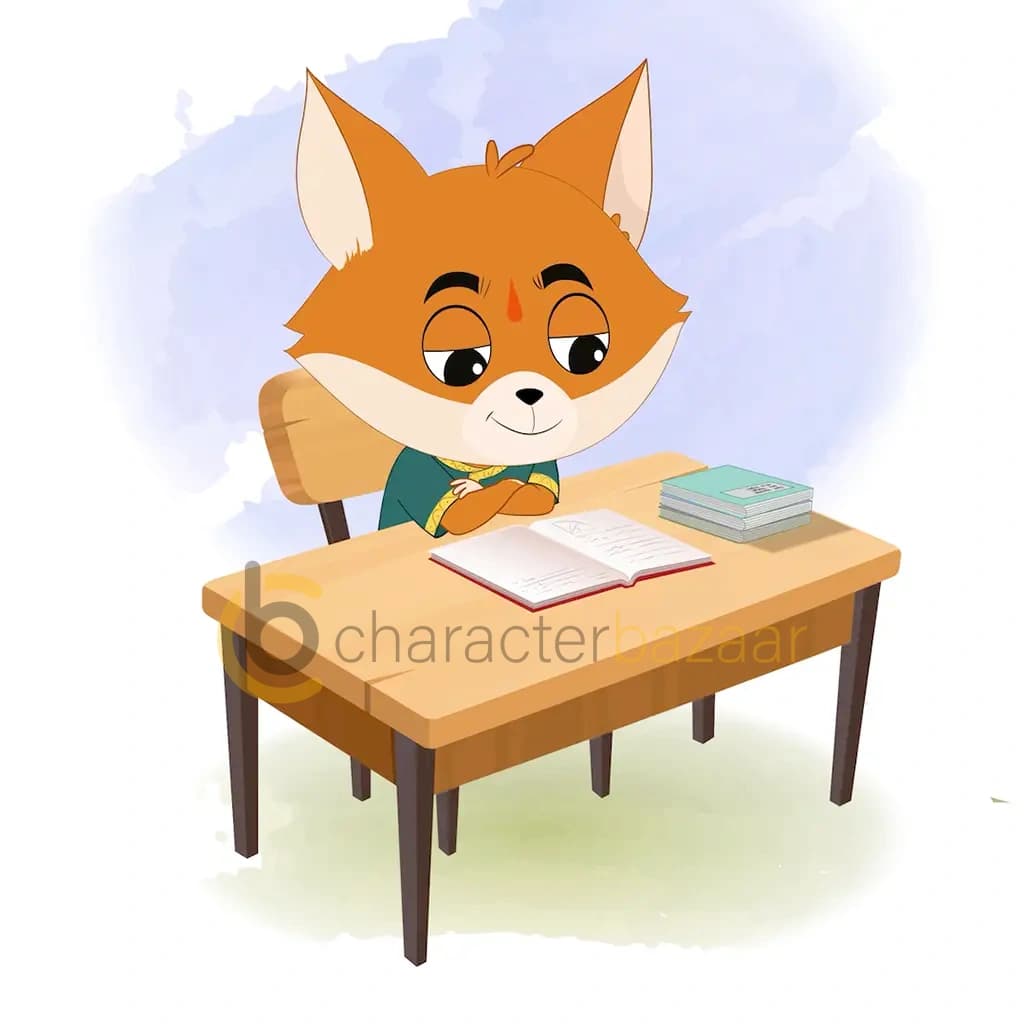 A little dog reading a book and sitting on the table animated cartoon character aka dodo the dog