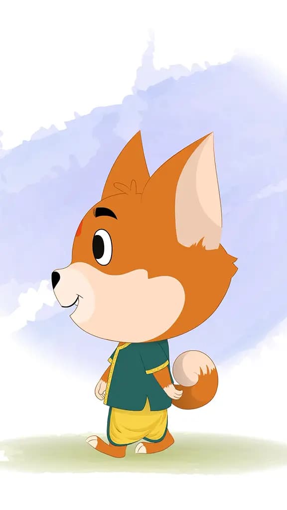 A little dog walking side view animated cartoon character aka dodo the dog