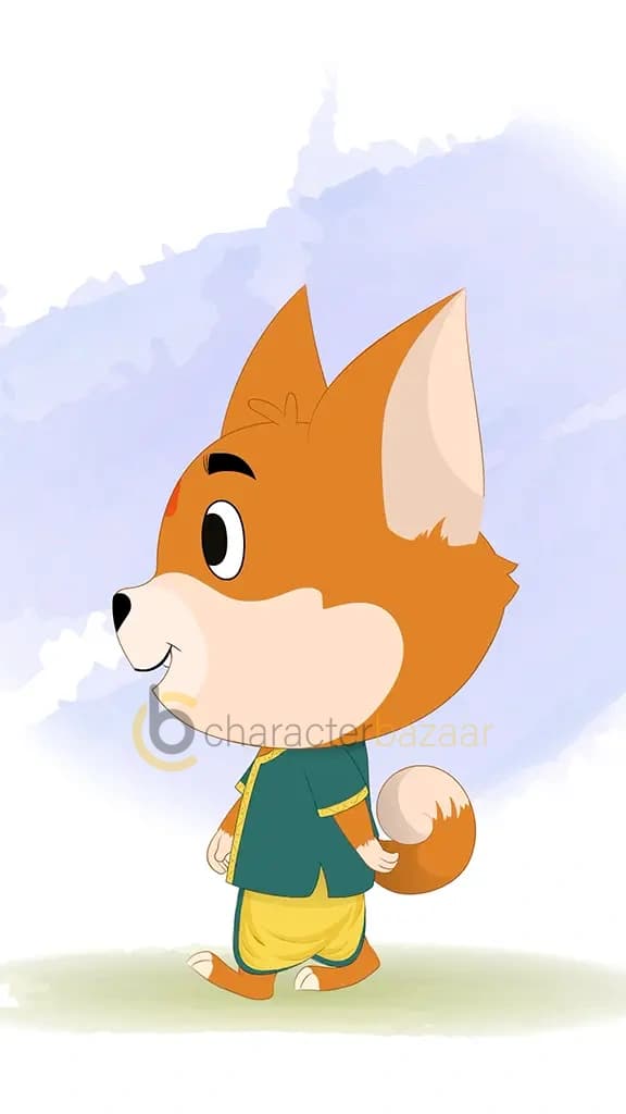 A little dog walking side view animated cartoon character aka dodo the dog