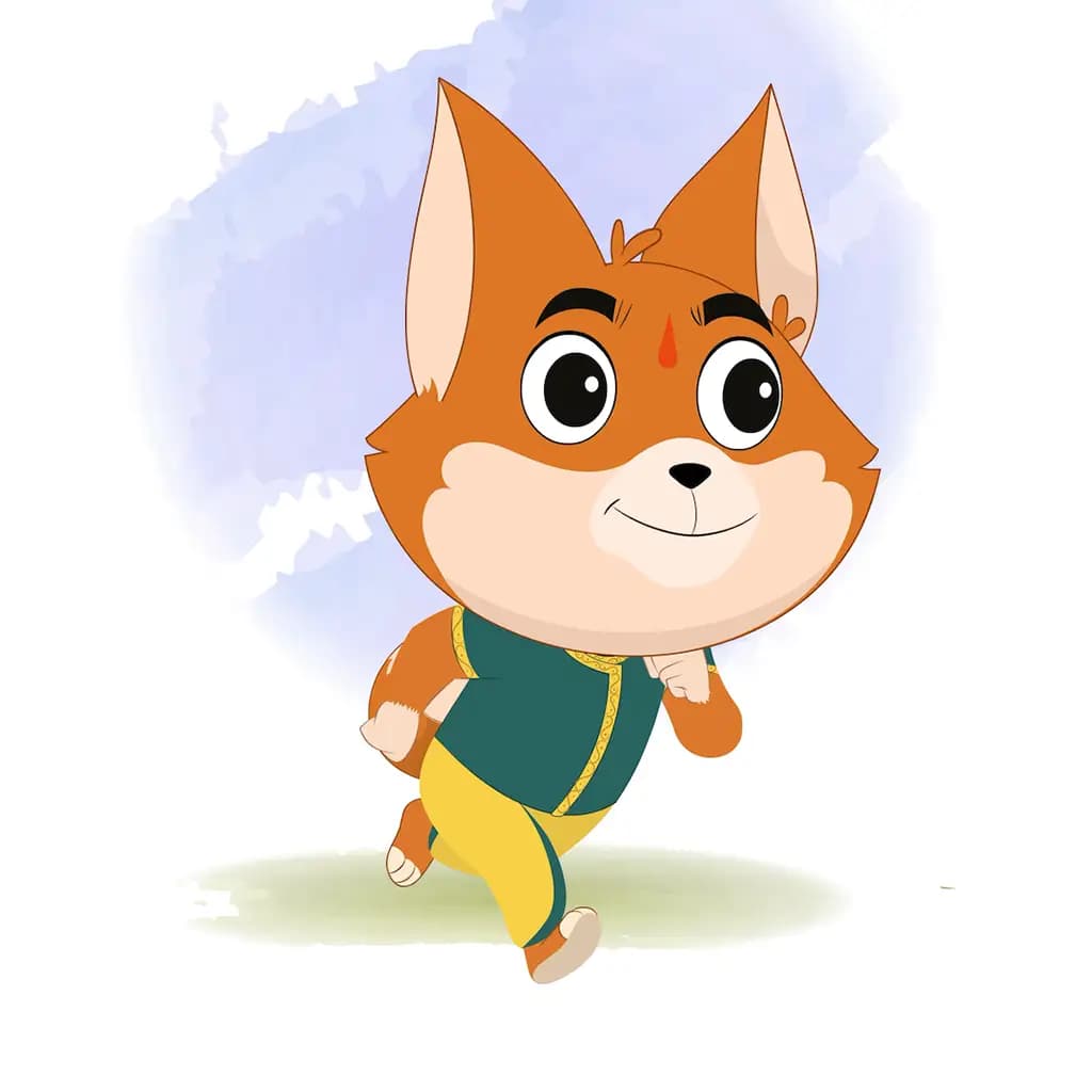 A little dog running three quarter view animated cartoon character aka dodo the dog