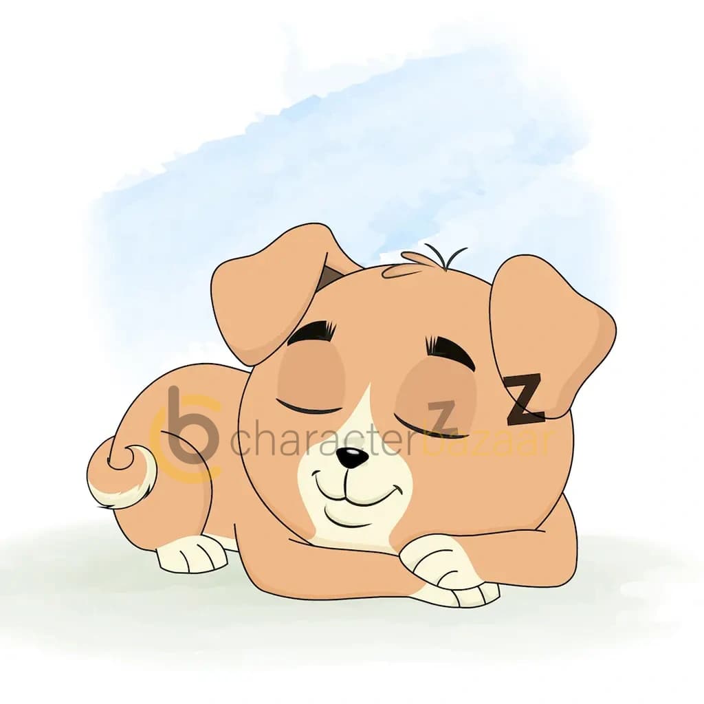 A little dog sleeping on floor animated cartoon character aka rocky the dog