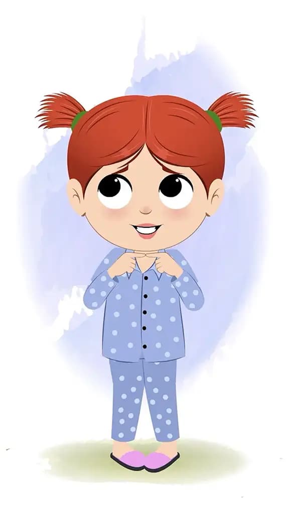 A nervous girl animated cartoon character aka may