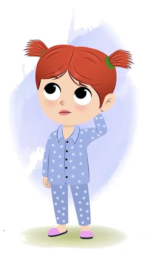 A confused girl animated cartoon character aka may 3/4