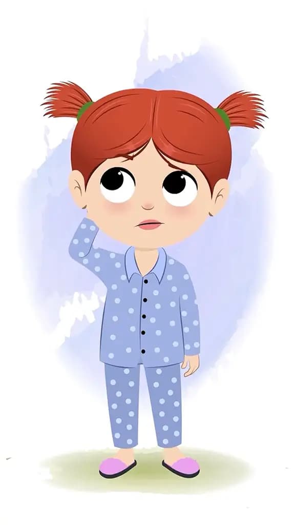 A confused girl animated cartoon character aka may