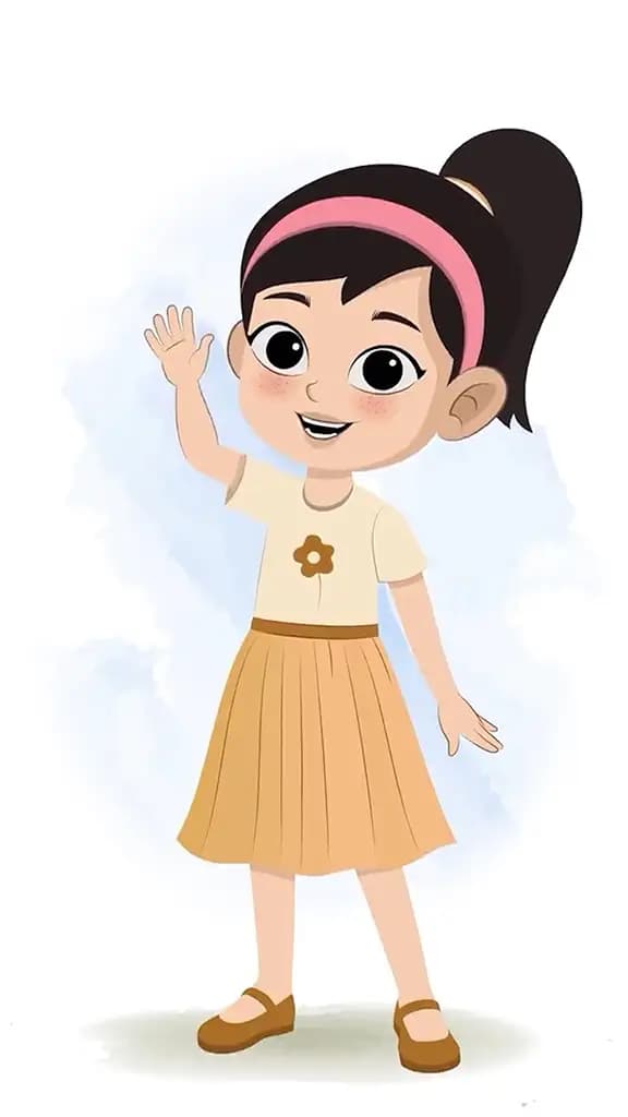 A cute girl saying hello animated cartoon character aka simmi