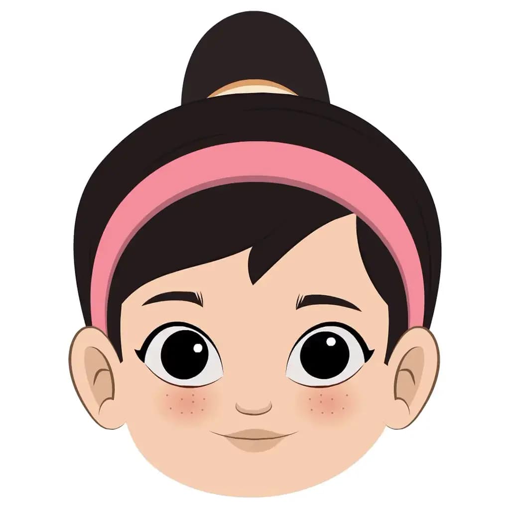 A cute girl animated cartoon face with different facial expressions aka simmi