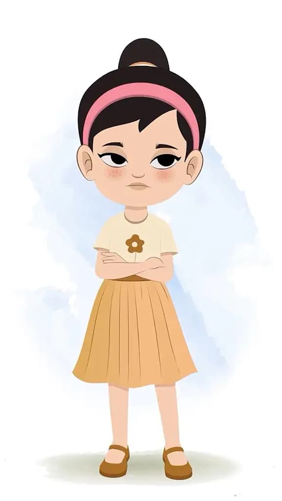 An annoyed cute girl animated cartoon character aka simmi