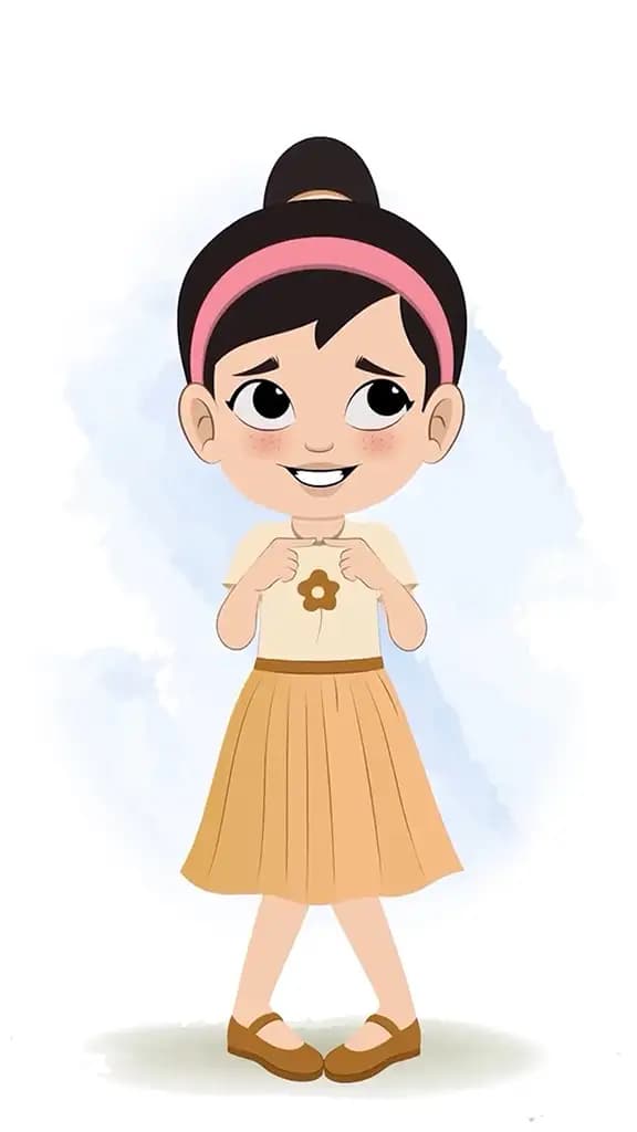A cute nervous girl animated cartoon character aka simmi
