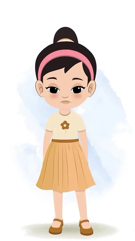 A cute sad girl animated cartoon character aka simmi