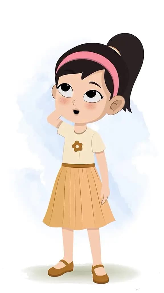 A cute confused girl animated cartoon character aka simmi 3/4