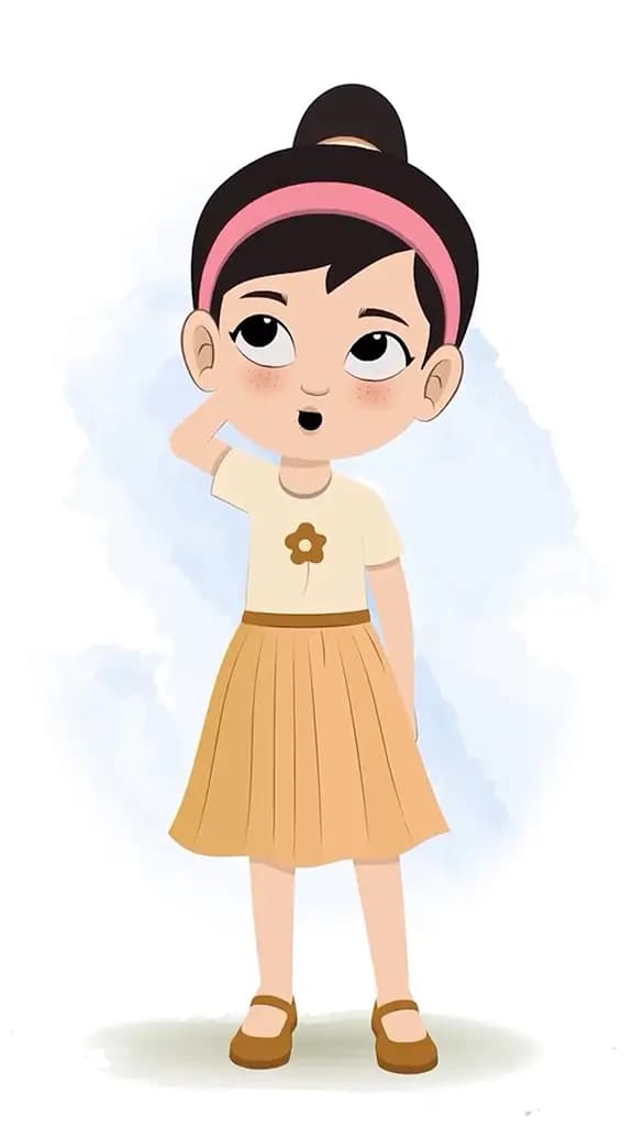 A cute confused girl animated cartoon character aka simmi