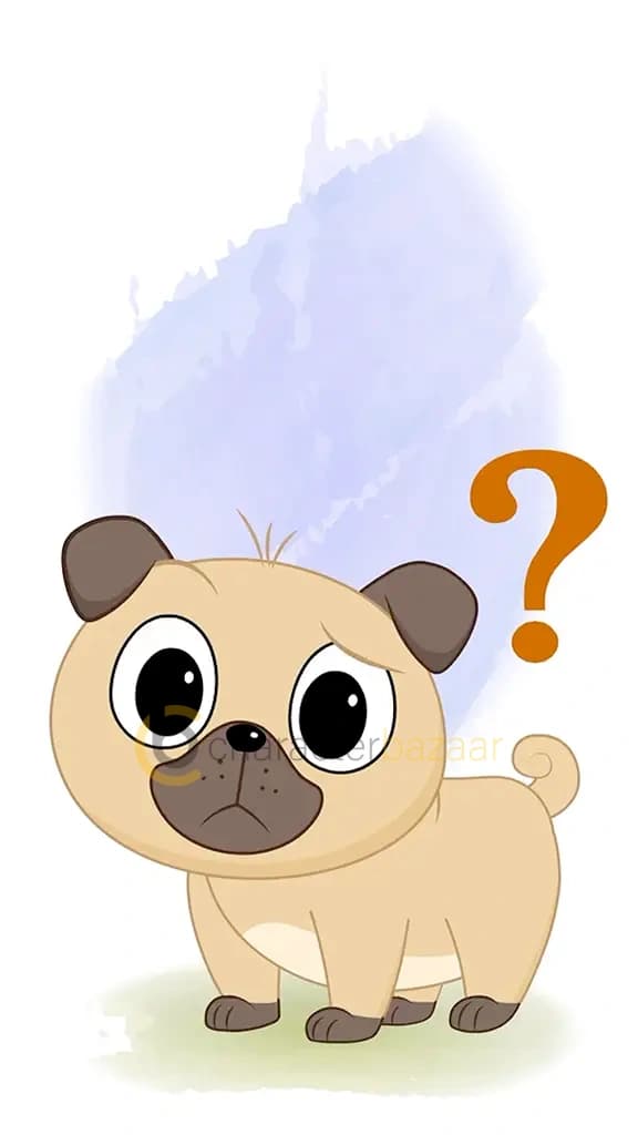 A confused little dog animated cartoon character aka duffy the dog 3/4