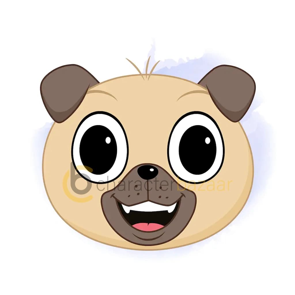 A little dog animated cartoon face with different facial expressions aka duffy the dog