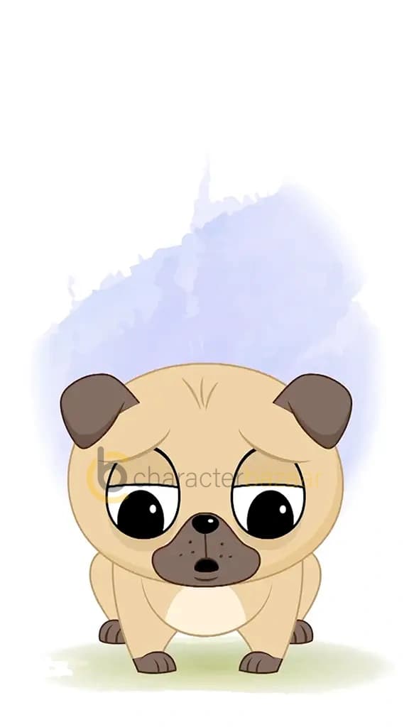 Little dog tired animated cartoon character aka duffy the dog