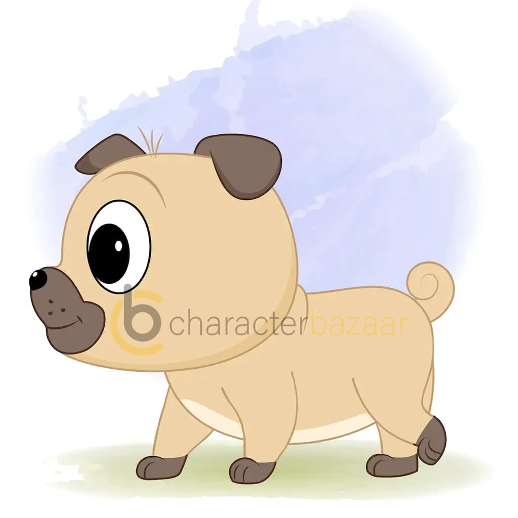A little dog walking side view animated cartoon character aka duffy the dog