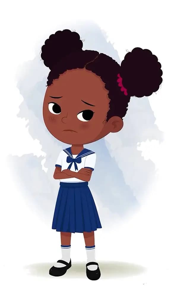An annoyed little black girl animated cartoon character aka kaya 3/4