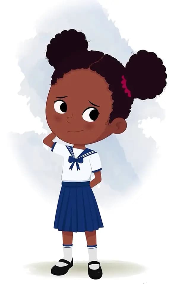 A confused little black girl animated cartoon character aka kaya 3/4