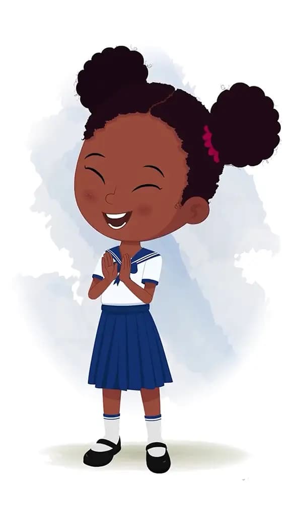 A little black girl clapping animated cartoon character aka kaya