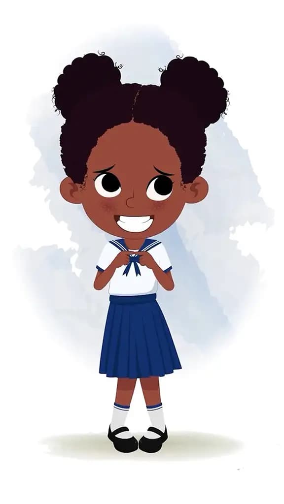 A little black nervous girl animated cartoon character aka kaya