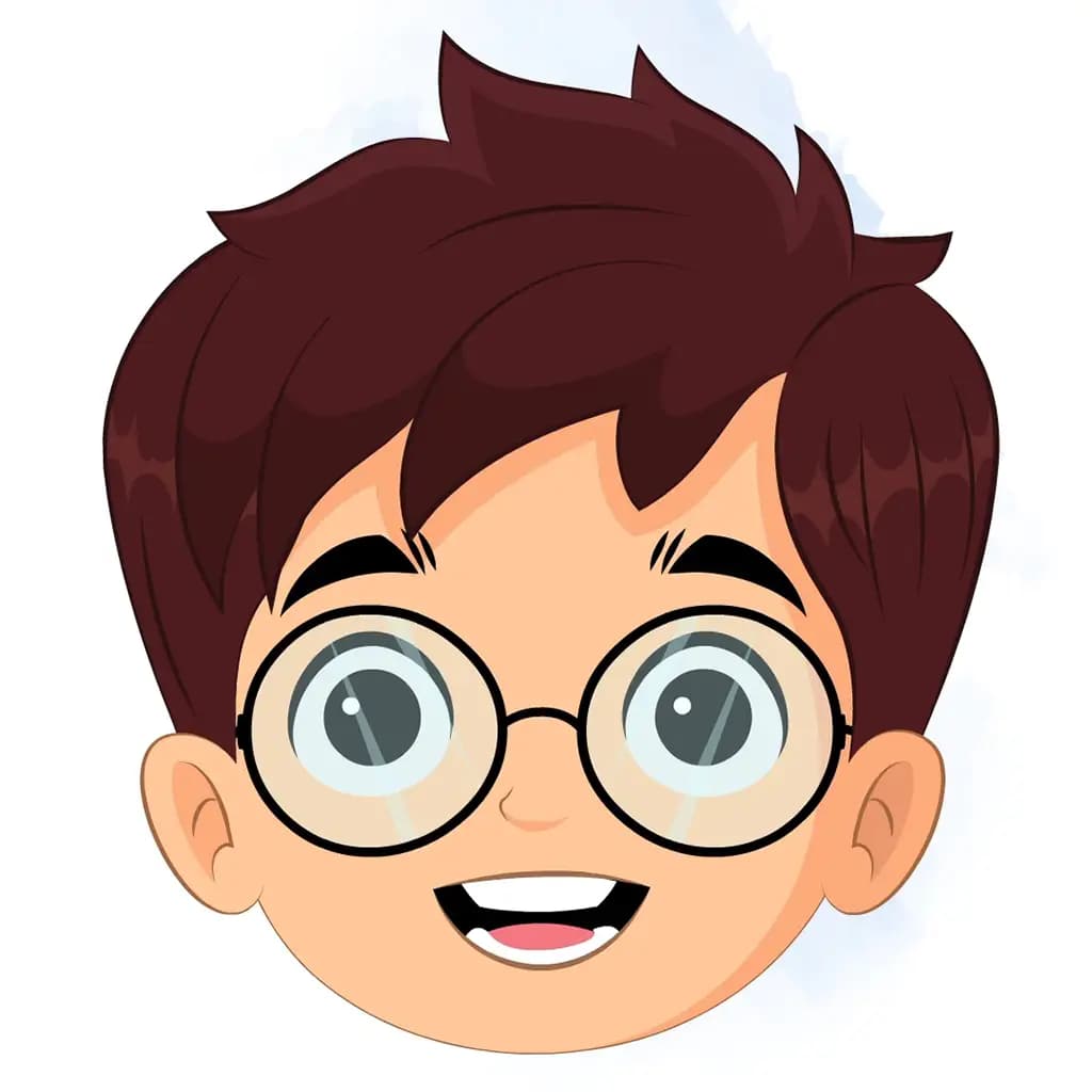 A school boy animated cartoon face with different facial expressions aka harry