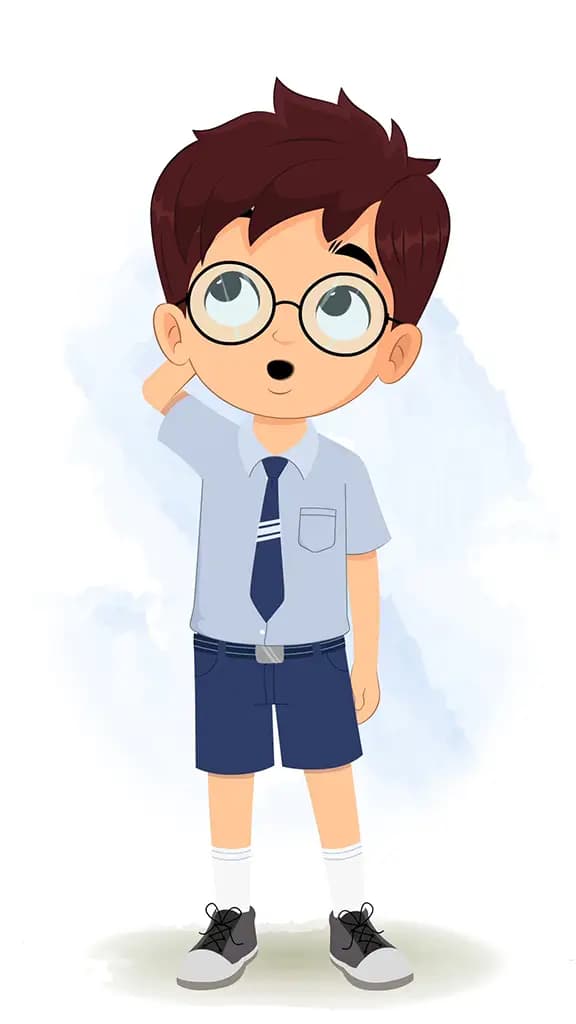 A confused school boy animated cartoon character aka harry