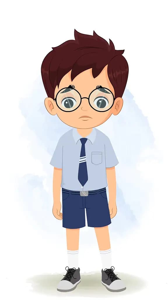 A school boy sad animated cartoon character aka harry