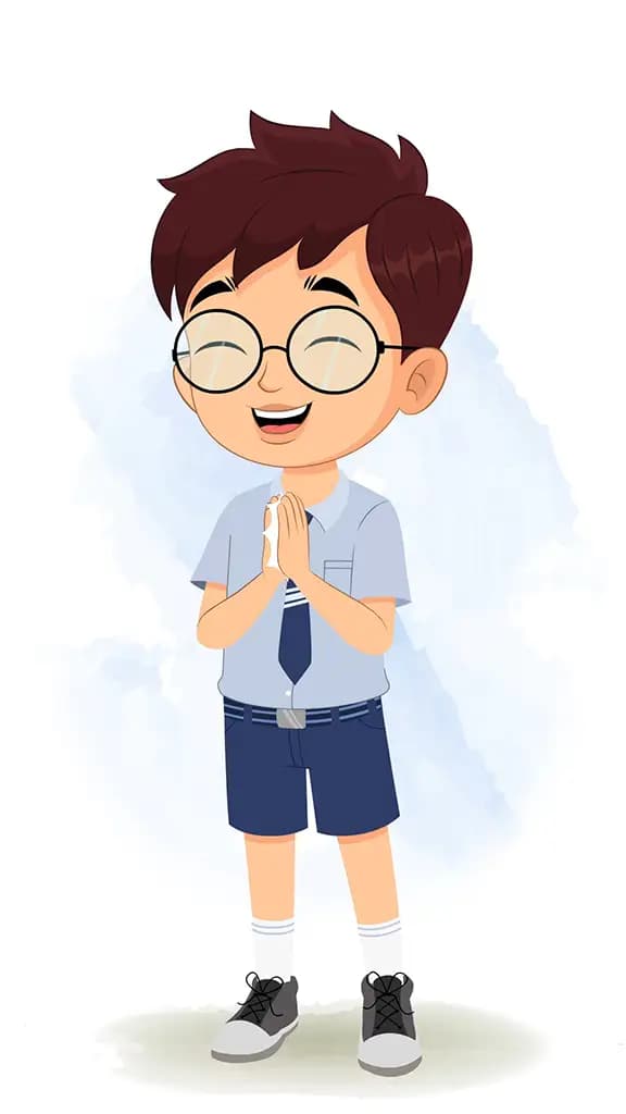 A school boy clapping animated cartoon character aka harry