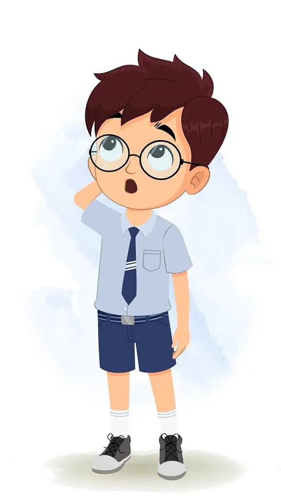 A confused school boy animated cartoon character aka harry 3/4