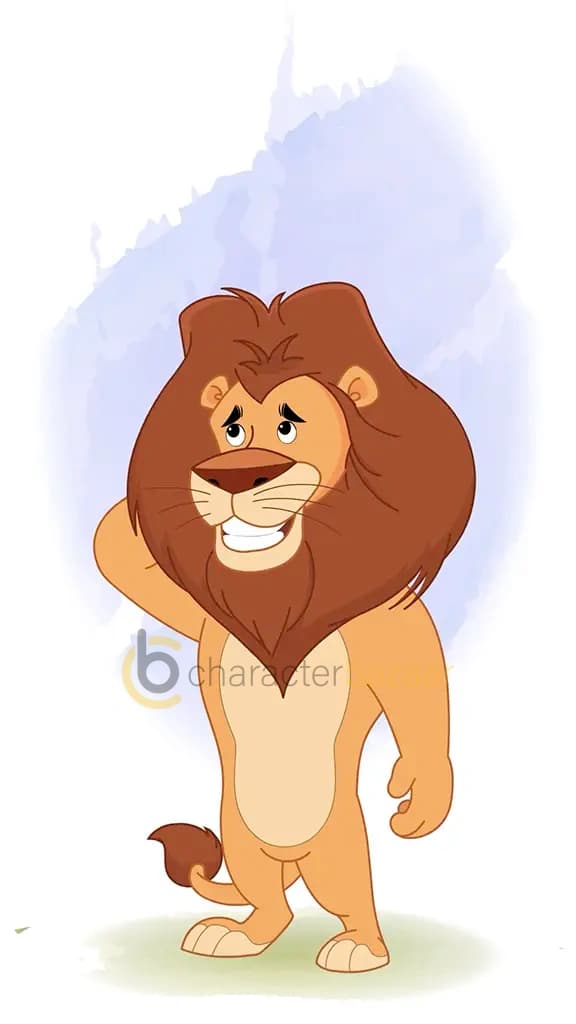 confused lion animated cartoon character