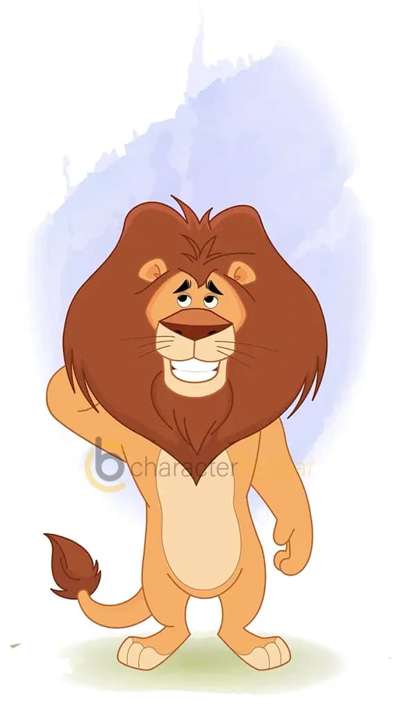 confused lion front animated cartoon character
