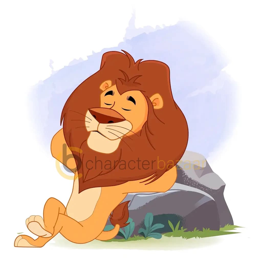 lion sleeping animated vector cartoon character