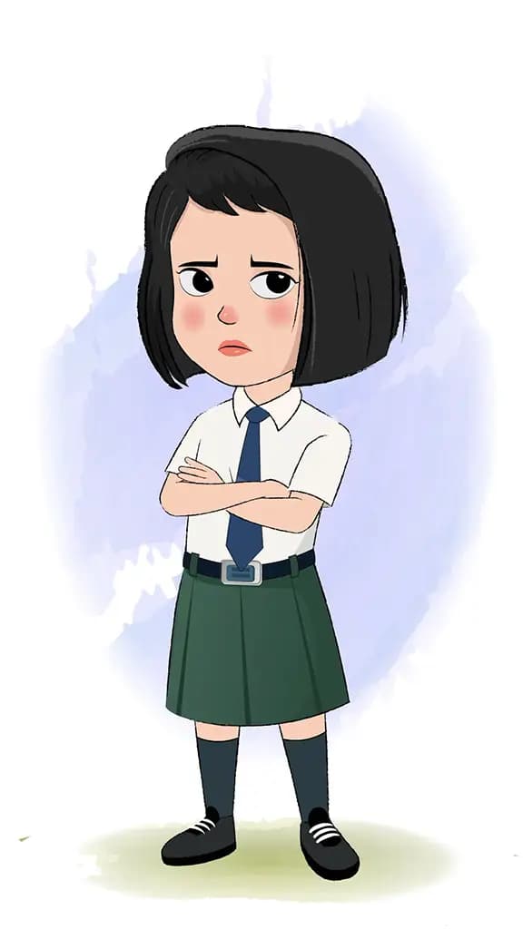 An annoyed school girl animated cartoon character aka anaya 3/4