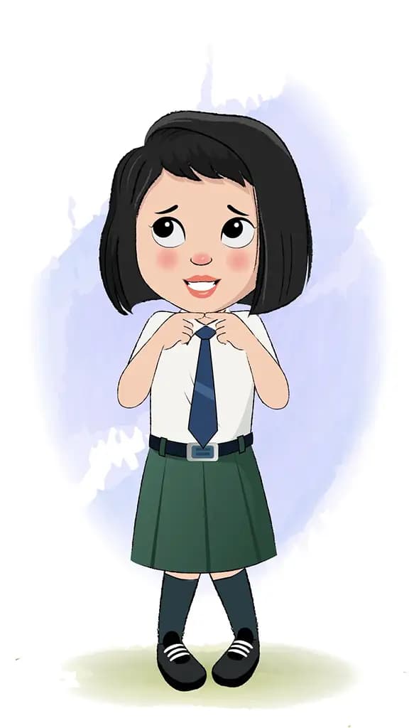 A nervous school girl animated cartoon character aka anaya