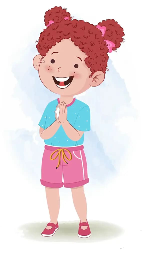 A red hair little girl clapping animated cartoon character aka nirru 3/4