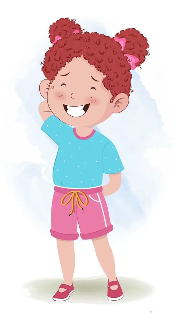 A nervous red hair little girl animated cartoon character aka nirru 3/4