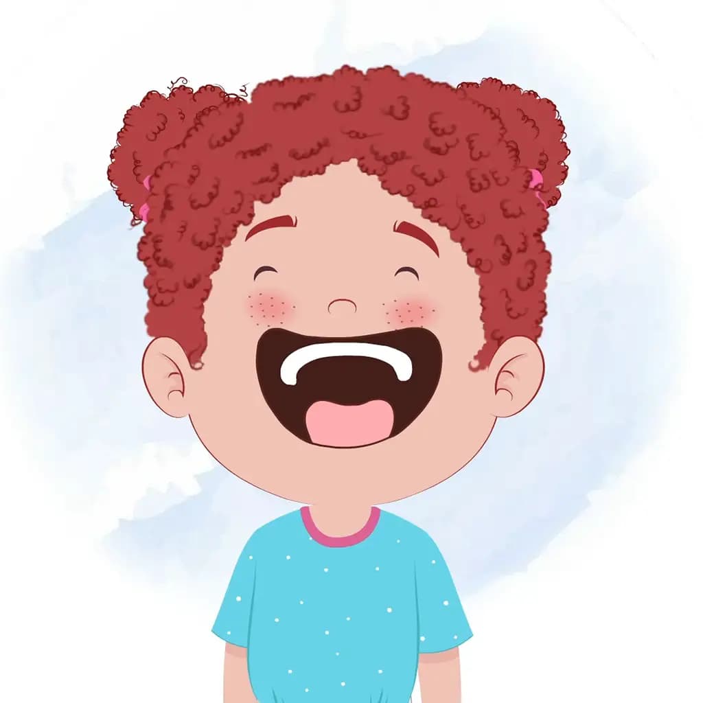 A red hair girl laughing animated cartoon character aka nirru