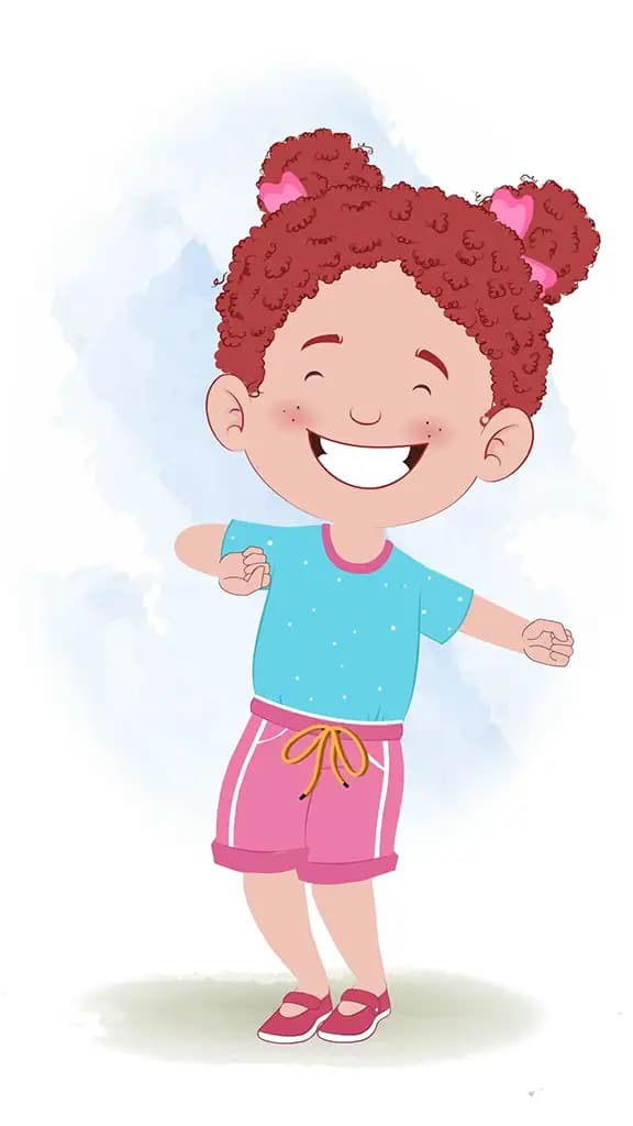 A red hair little girl dancing animated cartoon character aka nirru