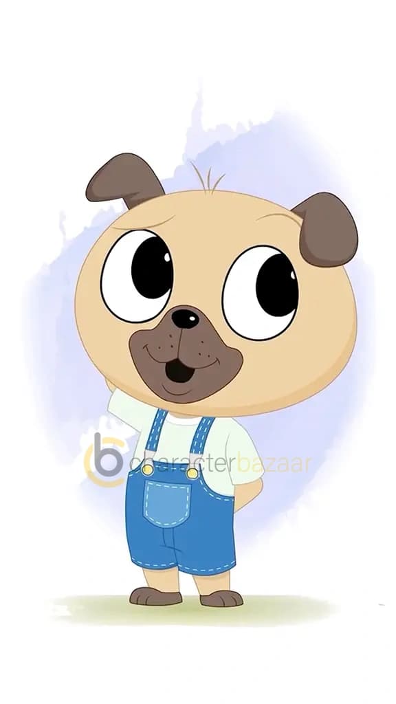 A confused little dog animated cartoon character aka duffy the dog 3/4