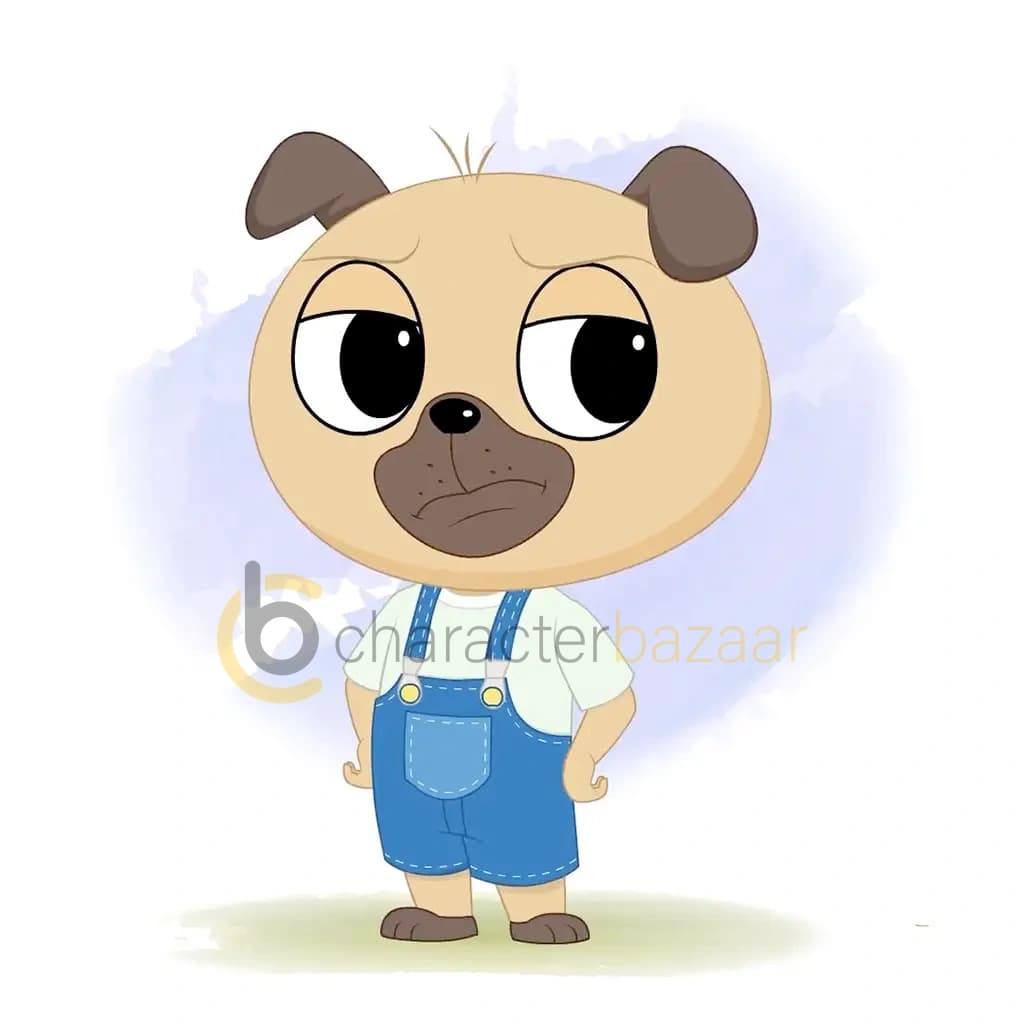 An annoyed little dog animated cartoon character aka duffy the dog 3/4
