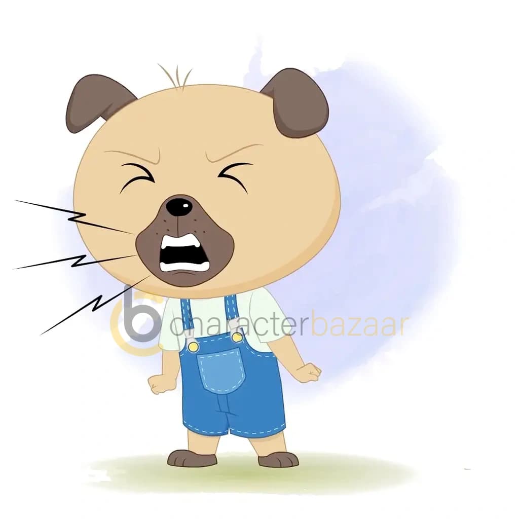 An angry little dog animated cartoon character aka duffy the dog 3/4