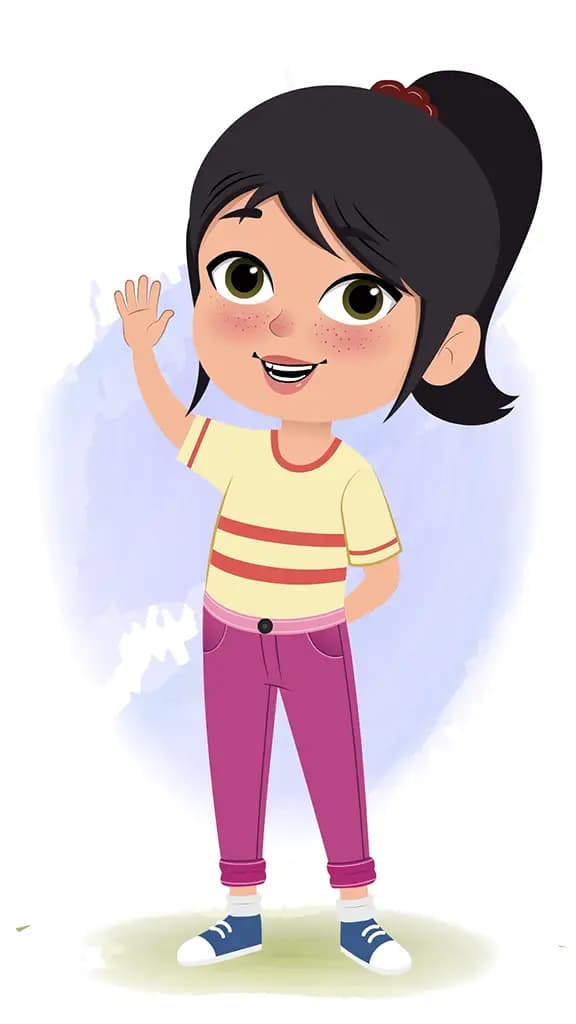 A little girl saying hello animated cartoon character aka rosie