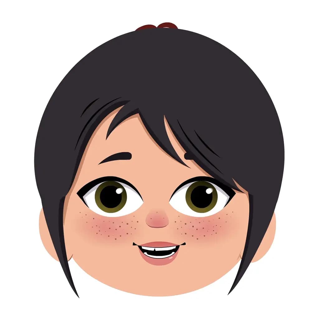 A little girl animated cartoon face with different facial expressions aka rosie