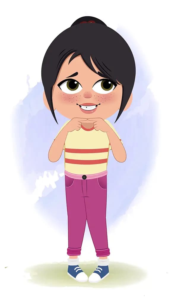 A nervous little girl animated cartoon character aka rosie