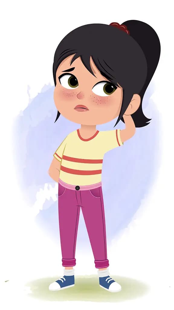 A confused little girl animated cartoon character aka rosie 3/4