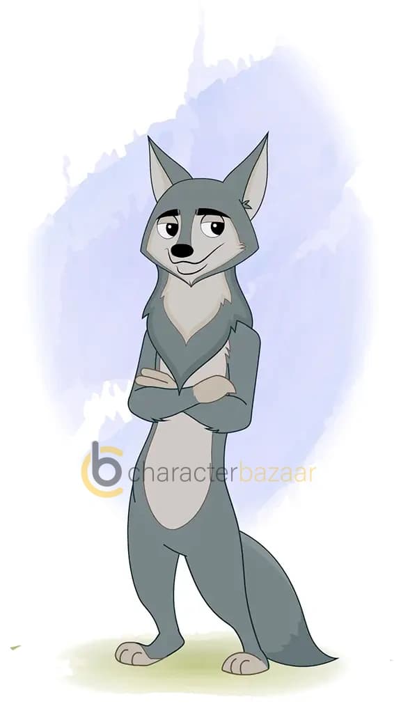 annoyed gray wolf animated cartoon character