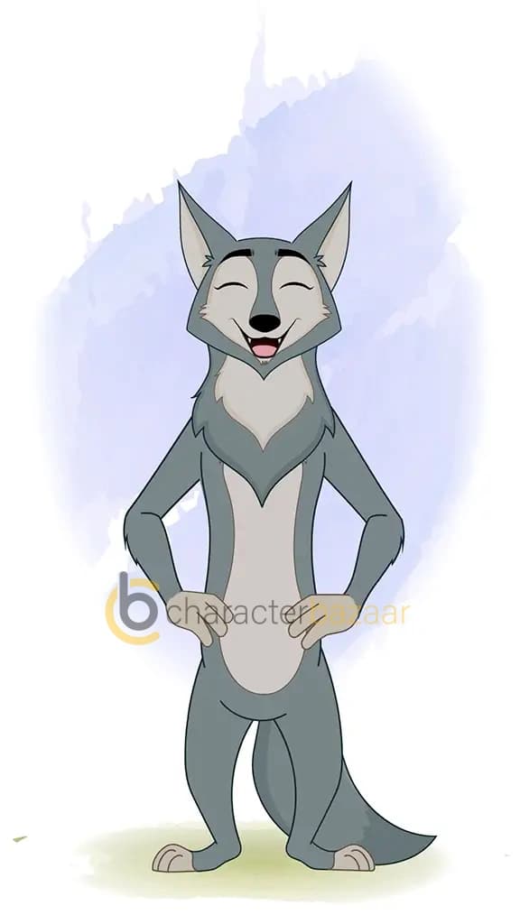 gray wolf laughing animated cartoon character