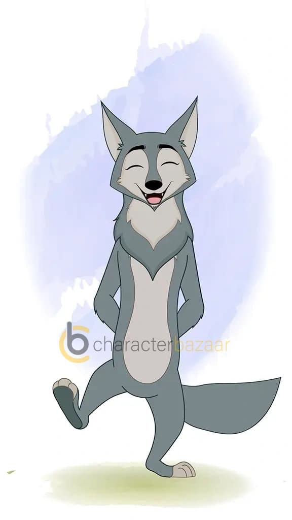 gray wolf dancing animated cartoon character