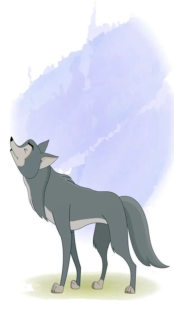 Wolf roaring animated vector cartoon character aka wandy the wolf