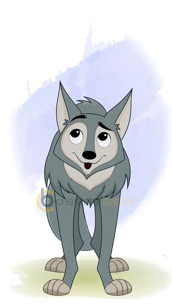 Confuse wolf animated vector cartoon character aka wandy the wolf