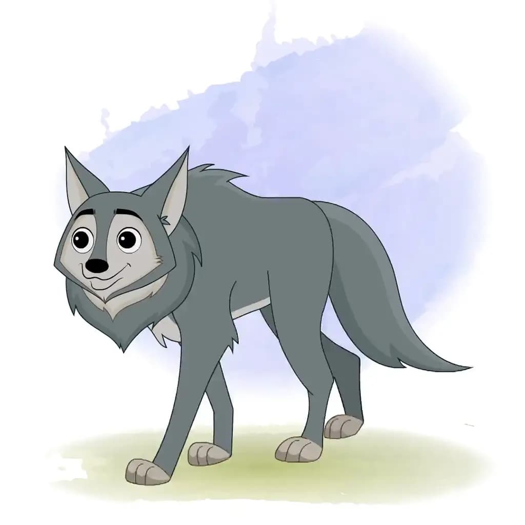 wolf walking animated vector cartoon character aka wandy the wolf